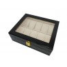 Watch box for 12 Lacquered Wood Black