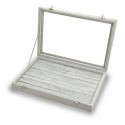 Ring storage box, 7 ring grooves in beige textile finish