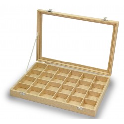 Box für Manschettenknöpfe, Ringe, 24 Felder in Holz